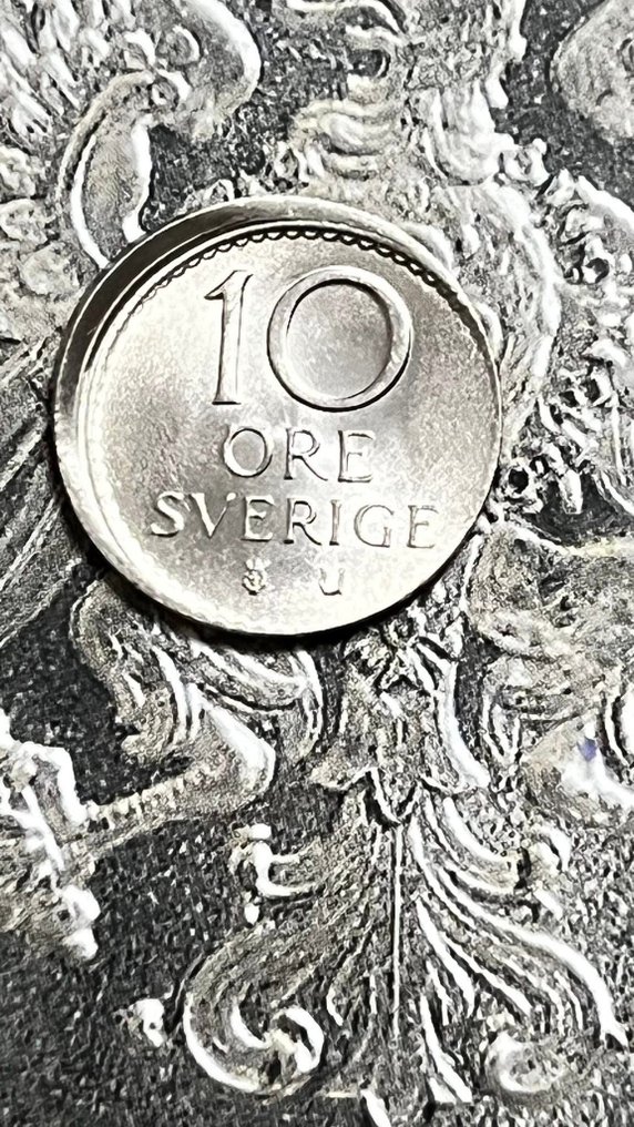Σουηδία. Gustaf VI Adolf. 10 Ore 1966 / mint error #1.0