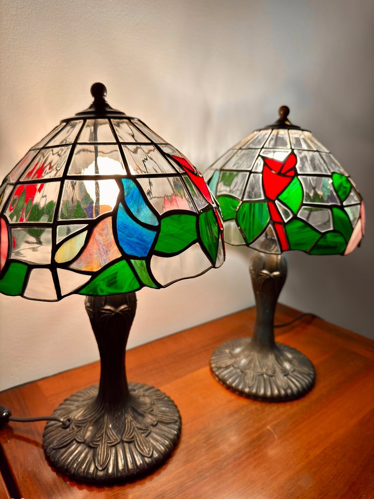 Bedside table lamp (2) - Glass, Metal #1.0