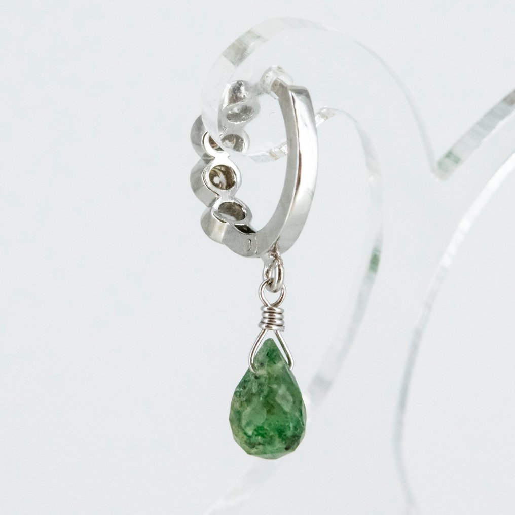 Cercei - 18 ct. Aur alb -  1.76ct. tw. Smarald - Diamant #4.3