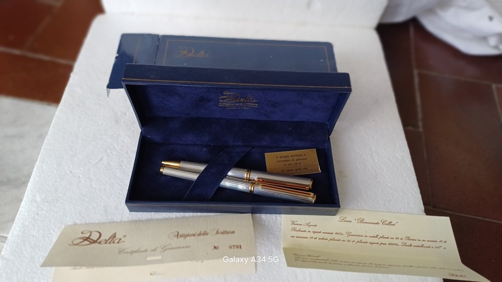 Delta, cellini pennino 18kt & penna roller - Füllfederhalter #1.0