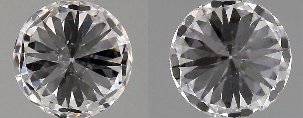 没有保留价 - 2 pcs 钻石  (天然)  - 1.04 ct - 圆形 - D (无色) - VVS1 极轻微内含一级 - 美国宝石研究院（GIA） - 配对，EX VG #3.2