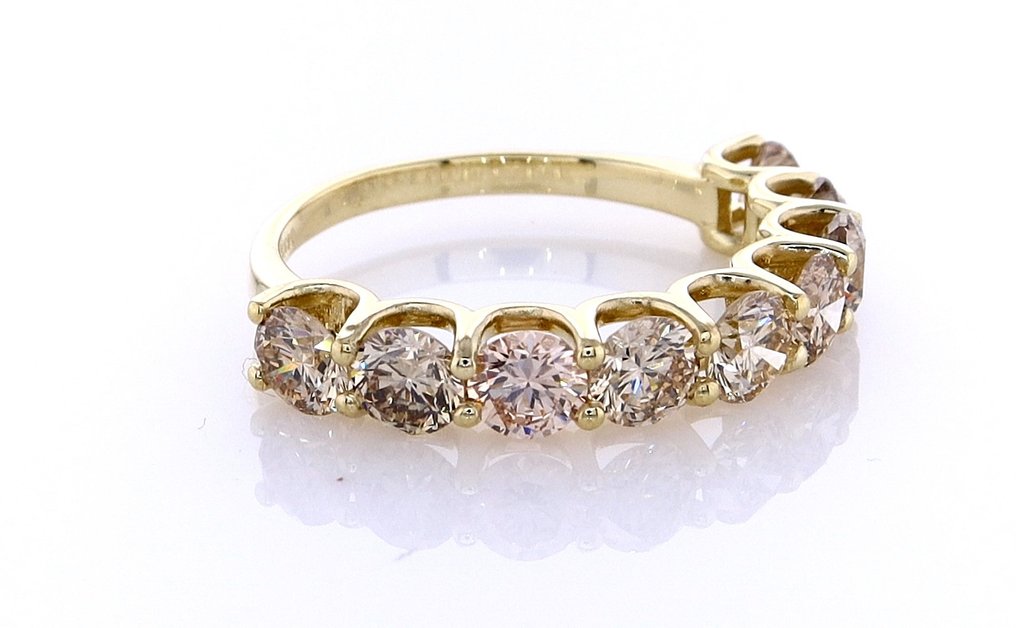 χωρίς τιμή ασφαλείας - Δαχτυλίδι - 14 καράτια Κίτρινο χρυσό -  2.36ct. tw. Ανάμεικτα χρώματα Διαμάντι (Φυσικού χρώματος) #1.0