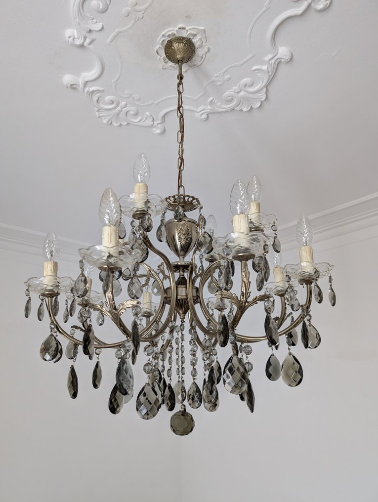 Κρεμαστό φωτιστικό - Κρύσταλλο - Ασημένιο μπρούντζο #2.1