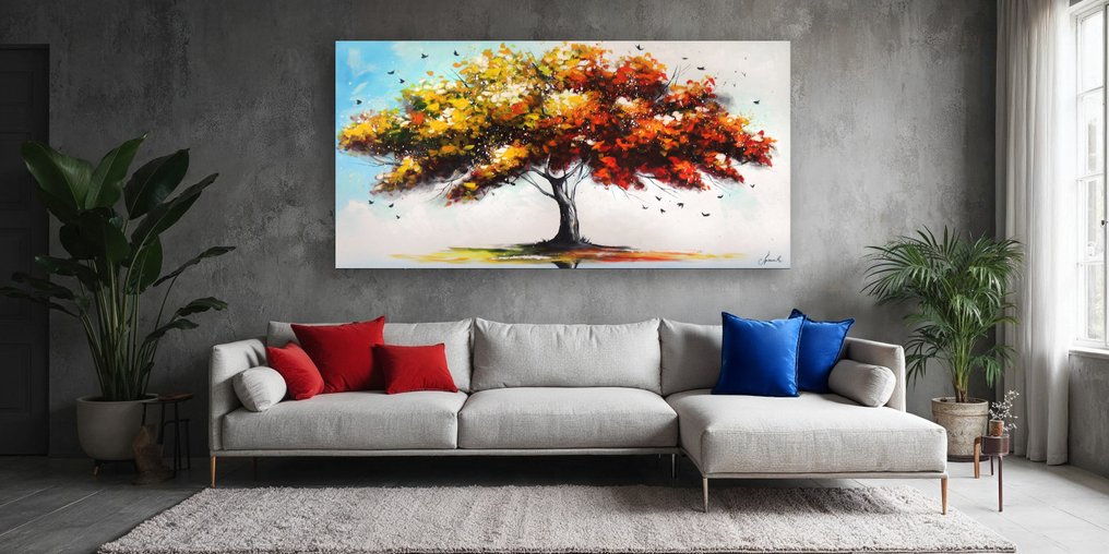 Monika Spiewak - Tree - XXL - Oil Painting Stretched On The Frame - Ready To Hang - 1/1 Unique Piece #1.0