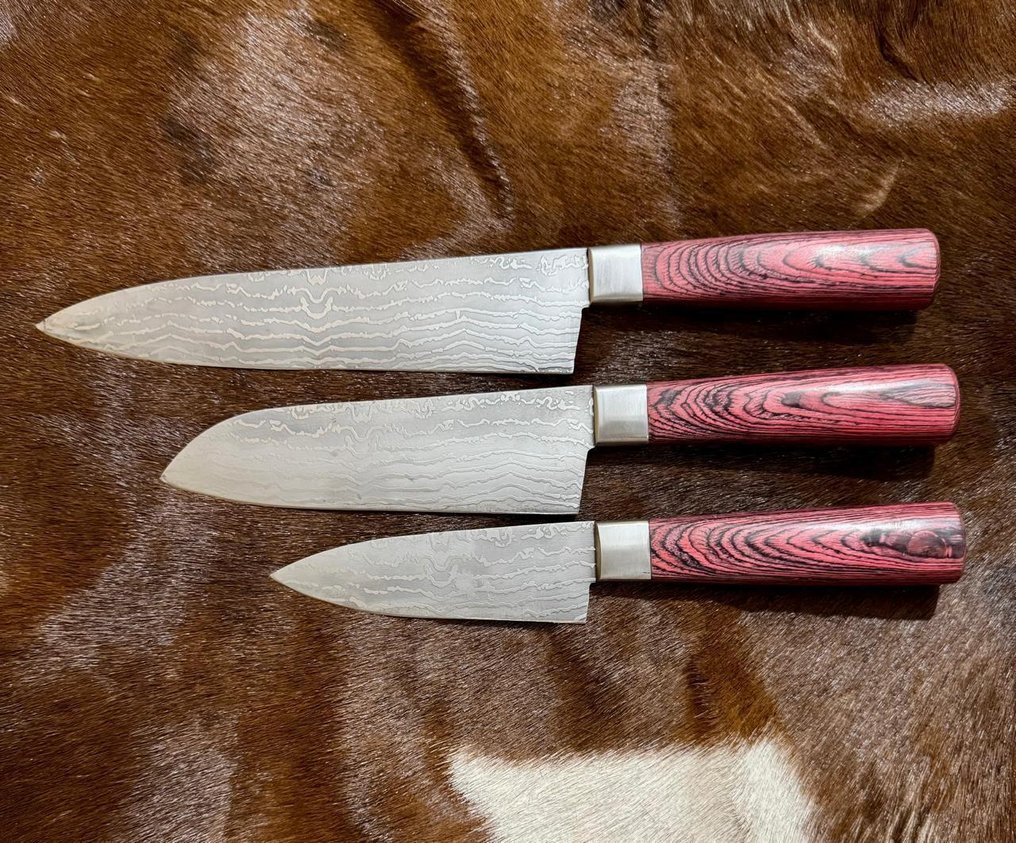 厨刀 - Kitchen knife set -  烧烤及户外套装（004） - VG10钢材 少钢与异国木材手柄 - 英国 - 厨房和烧烤套装 #1.0