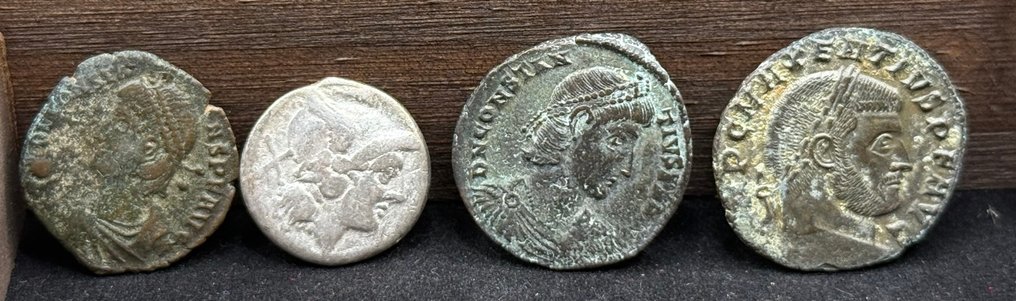 罗马帝国, 罗马共和国 Lot of 4 coins 2nd century BC - 4th century AD (没有保留价) #1.0