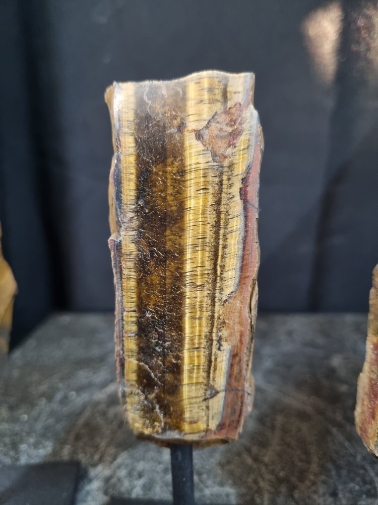 Resplandeciente conjunto de ojo de tigre en soporte de lujo. Forma libre- 906 g - (3) #4.3