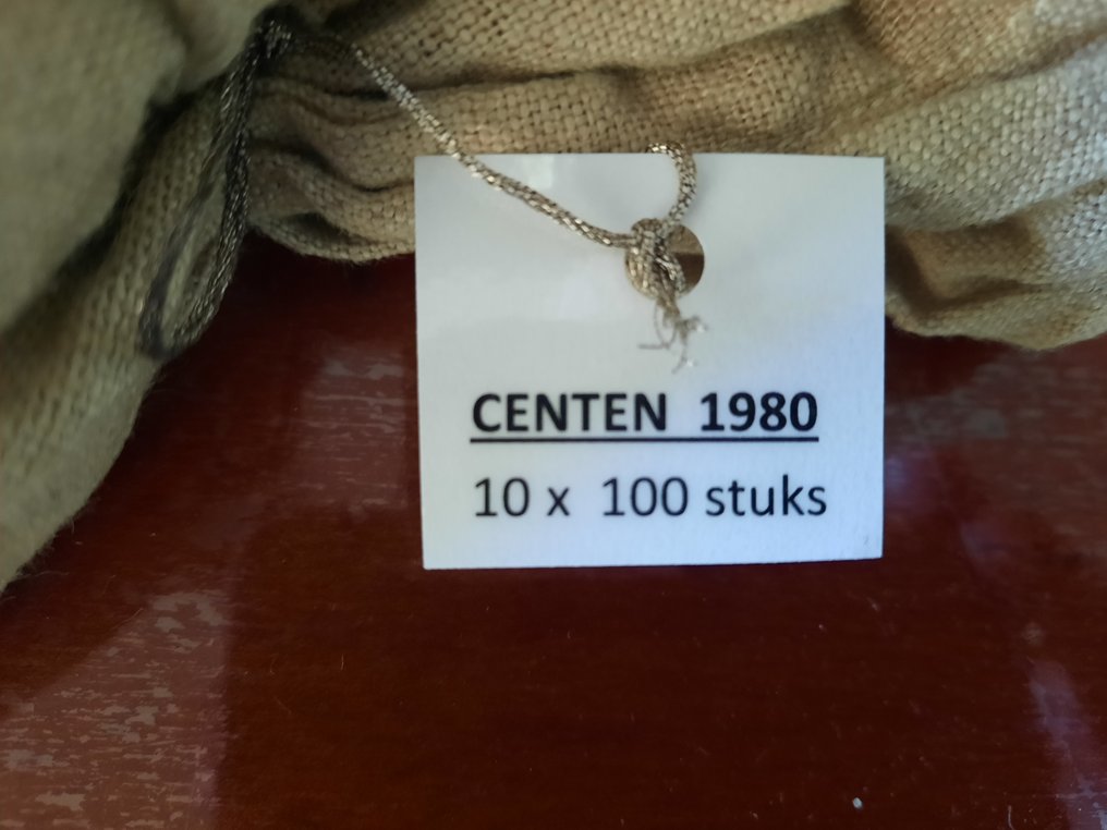 Pays-Bas. 1 Cent 1980, 1000 x 1 cent, verzegelde zak van 2,03 kilo (Sans prix de réserve) #2.1