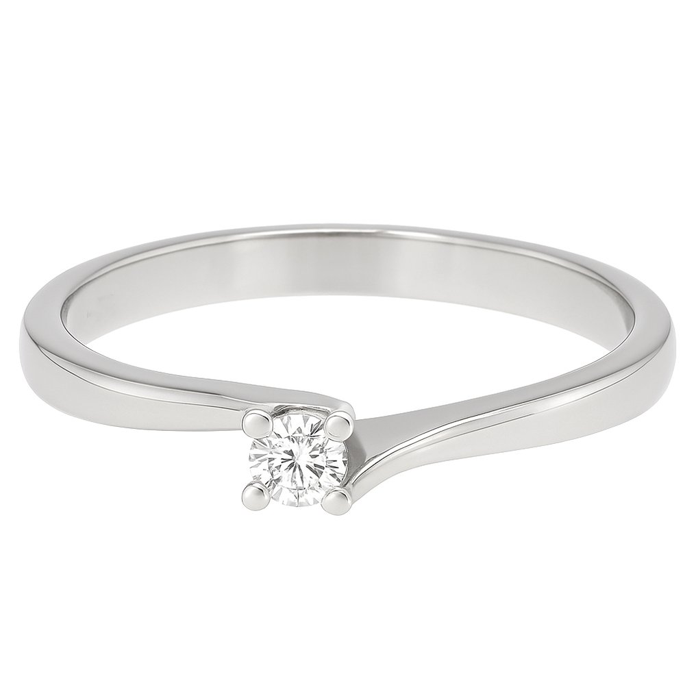 Ring - 18 kt Weißgold -  0.12ct. tw. Diamant (Natürlich)  #3.2