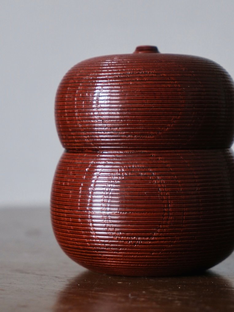 Natsume - Contenitore vintage giapponese in stile Negoro con coperchio in lacca - Legno, smalto - Contenitore per tè laccato #4.3