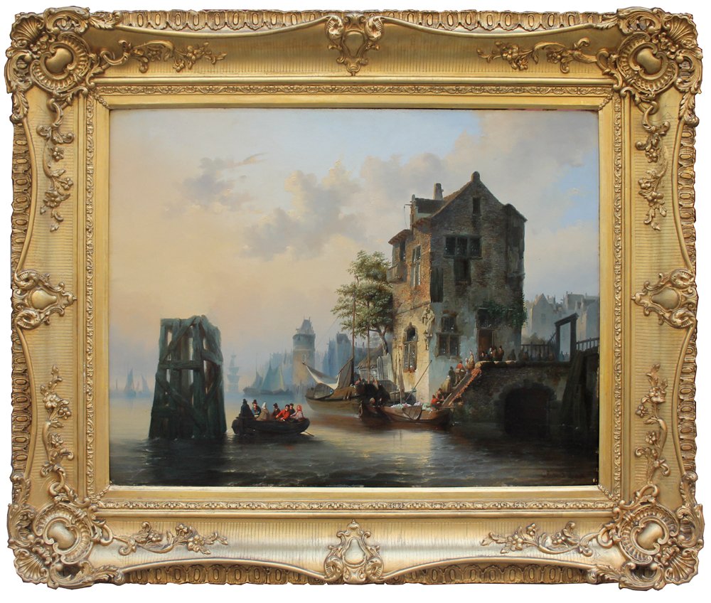 Constant Eechaut (born 1800) - A busy quay in the medieval port town #1.0