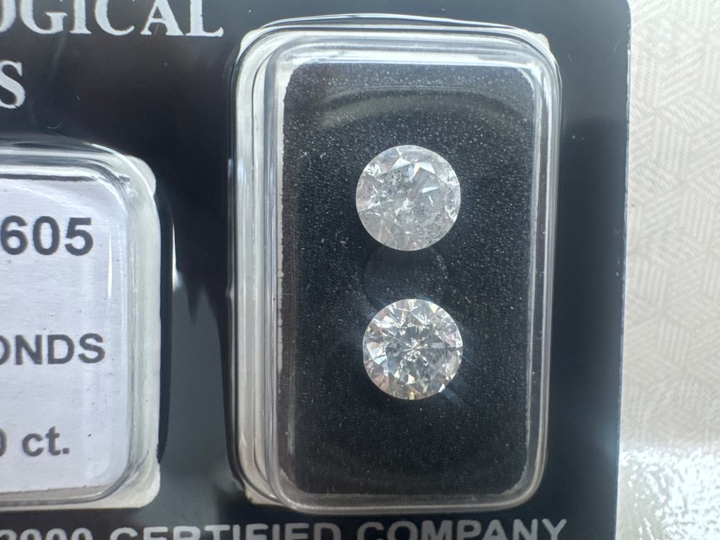 Ei pohjahintaa - 2 pcs Timantti (Luonnollinen) - 1.40 ct - Pyöreä - E, F - I1, SI3 - Israelin gemmologinen keskus (G.C.I.) #1.0