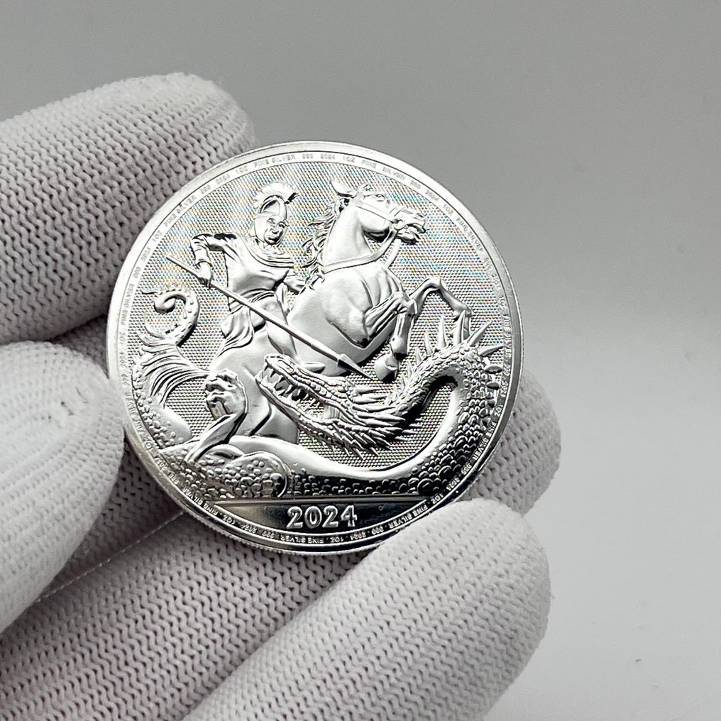 Reino Unido. 2 Pounds 2024 - St. George & the Dragon – 1 oz Silver coin .999 (Sem preço de reserva) #1.0