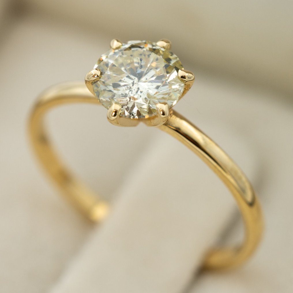 没有保留价 - 戒指 - 18K包金 黄金 -  1.01ct. tw. 钻石 (天然色彩的) - GWLab #1.0