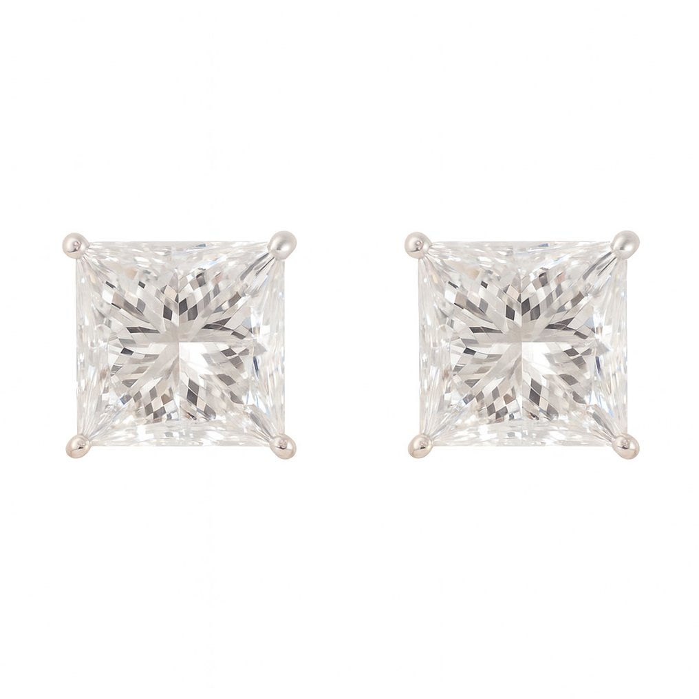 沒有保留價 - 耳環 - 14 克拉 白金 - 4.09ct. tw. 鉆石 (實驗室培育) - 鉆石 #1.0