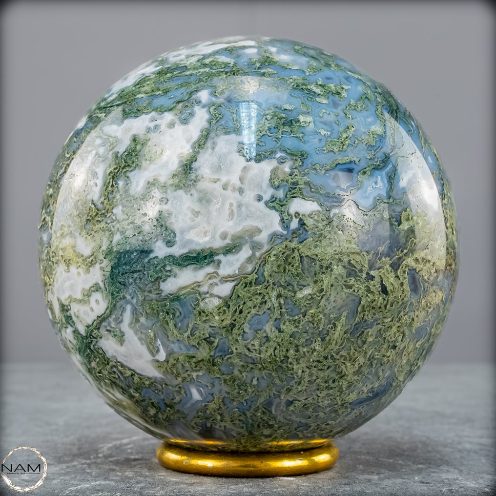 Άριστης ποιότητας φυσικό πολύ καλλιτεχνικό Moss Agate. Σφαίρα- 1272.11 g #4.3
