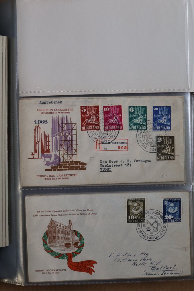 Nederland 1950/2010 - Opptil 2 komplette samlinger av FDC-er i 5 DAVO PSIII-album - ingen minstepris. - NVPH E2 - E621 #1.0