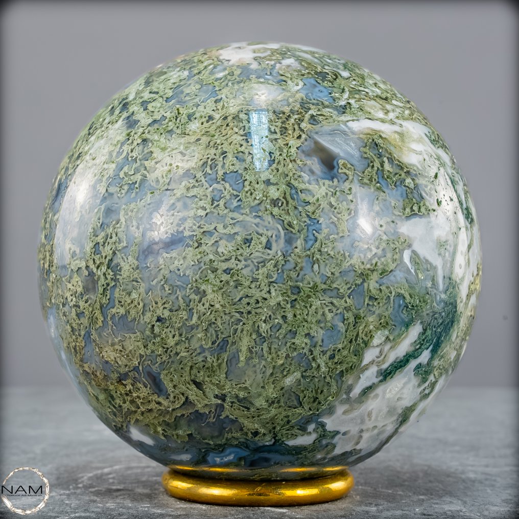Άριστης ποιότητας φυσικό πολύ καλλιτεχνικό Moss Agate. Σφαίρα- 1272.11 g #1.0