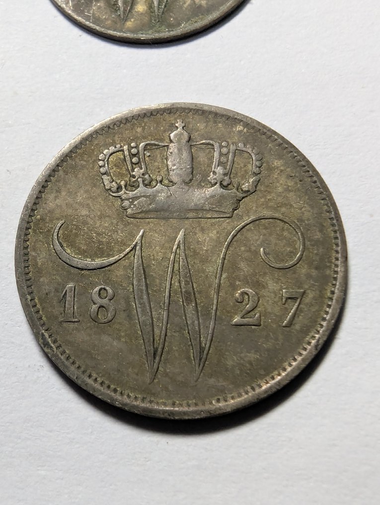 Nederländerna. Vilhelm I. 5, 10 Cents 1827  (Utan reservationspris) #4.3