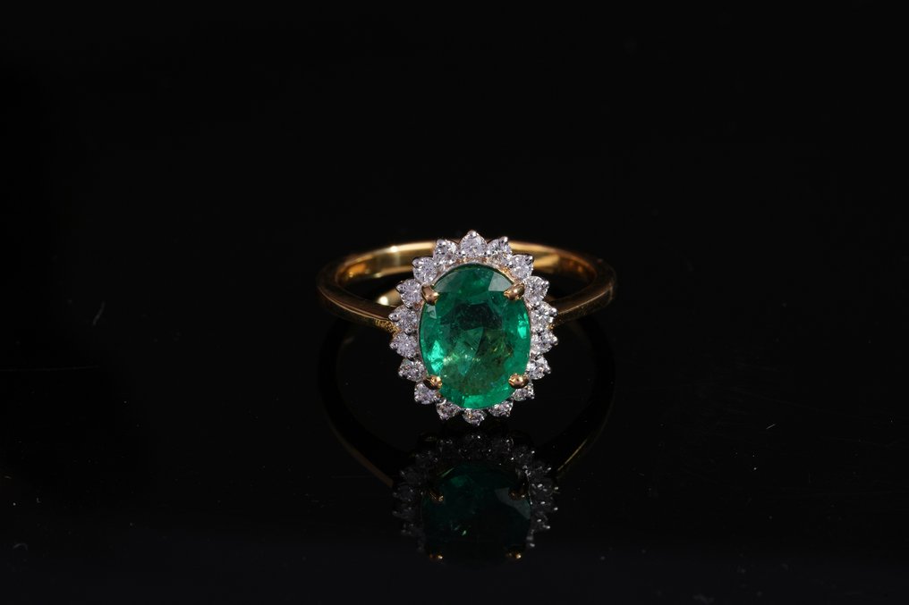 Ring - 18 kt Gelbgold - 1.97ct. tw. Smaragd - Diamant #4.3
