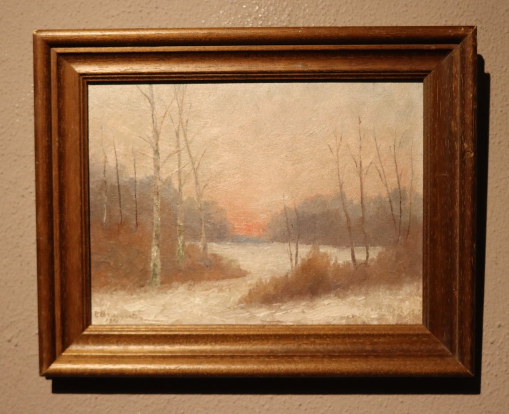 Frédéric François Albert Braconier (1901–1985) - Winterlandschap bij ondergaande zon #1.0