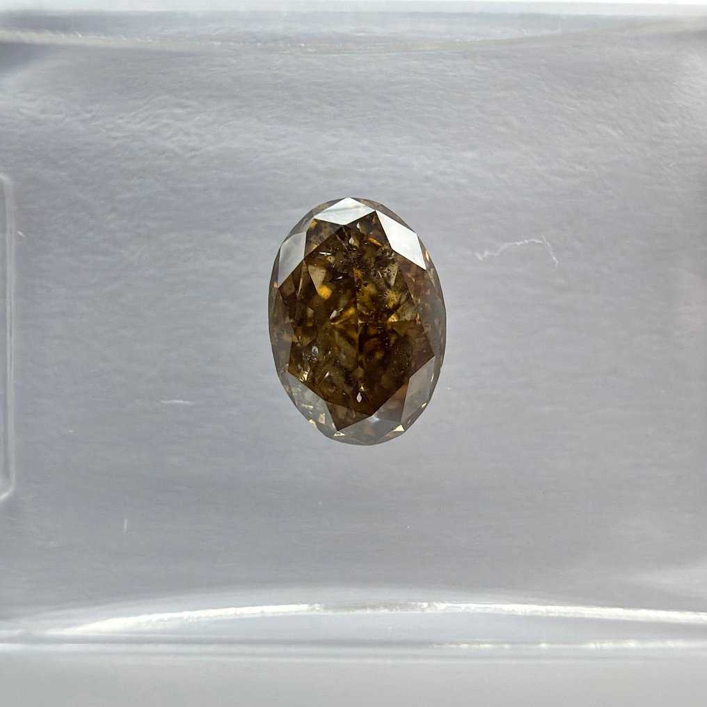 没有保留价 - 1 pcs 钻石  (天然色彩的)  - 0.83 ct - 椭圆形 - Fancy 稍帶棕色的 黄色 - I1 内含一级 - 国际宝石研究院（IGI） #1.0