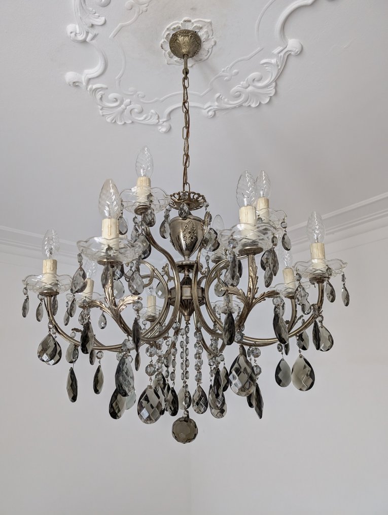 Κρεμαστό φωτιστικό - Κρύσταλλο - Ασημένιο μπρούντζο #3.2