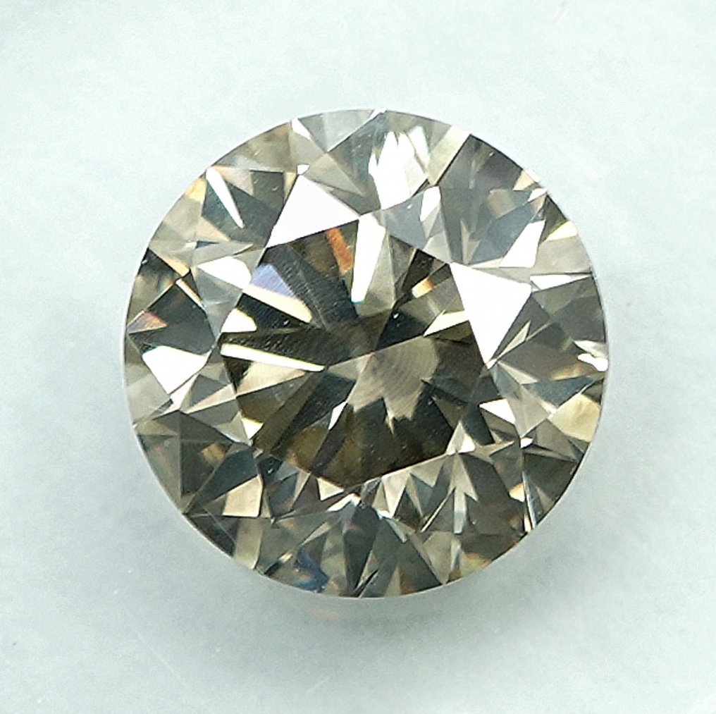 1 pcs Διαμάντι (Φυσικού χρώματος) - 1.42 ct - Στρογγυλό - Fancy light Γκριζωπό Κίτρινο - SI2 - International Gemological Institute (IGI) #1.0