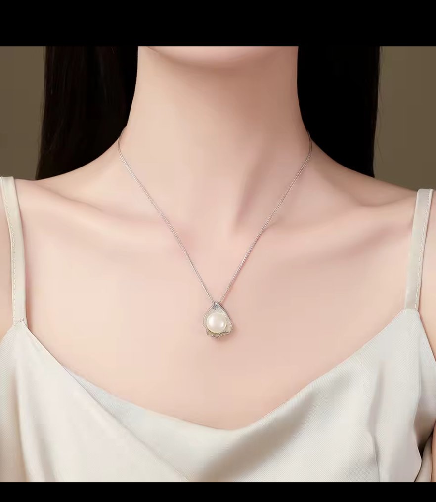 Senza Prezzo di Riserva - Collana con ciondolo Argento Perla - Perla di fiume #3.2