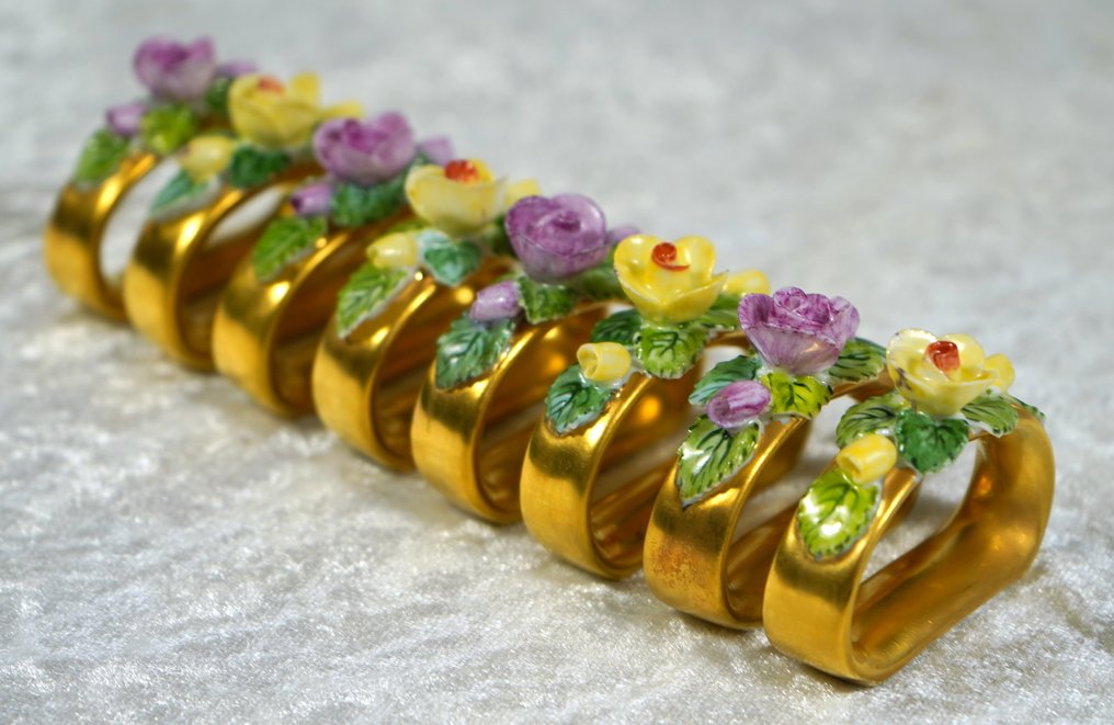 ALKA Kaiser Porzellan - 餐巾环 (8)  - 镀金, 瓷 #3.2