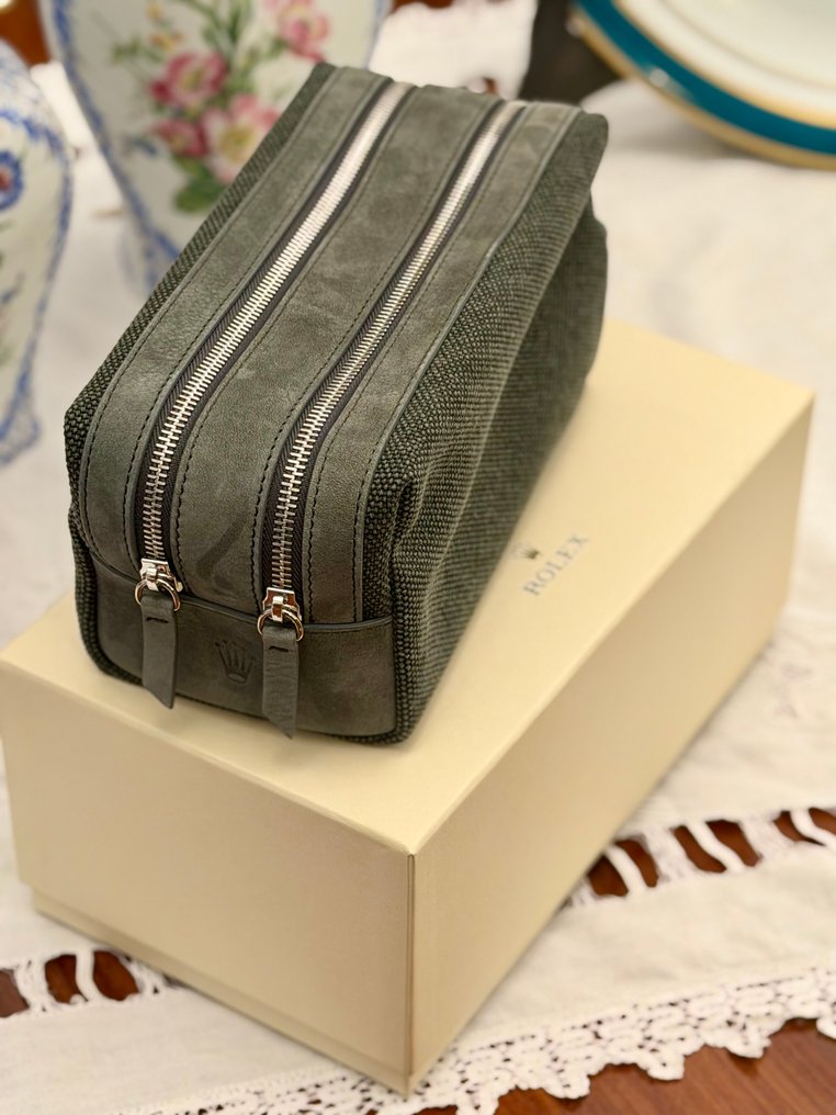 Rolex - Neszesszer - Rolex exkluzív maxi pochette szépség táska VIP - Bőr, nabuk organikus pamut #3.2