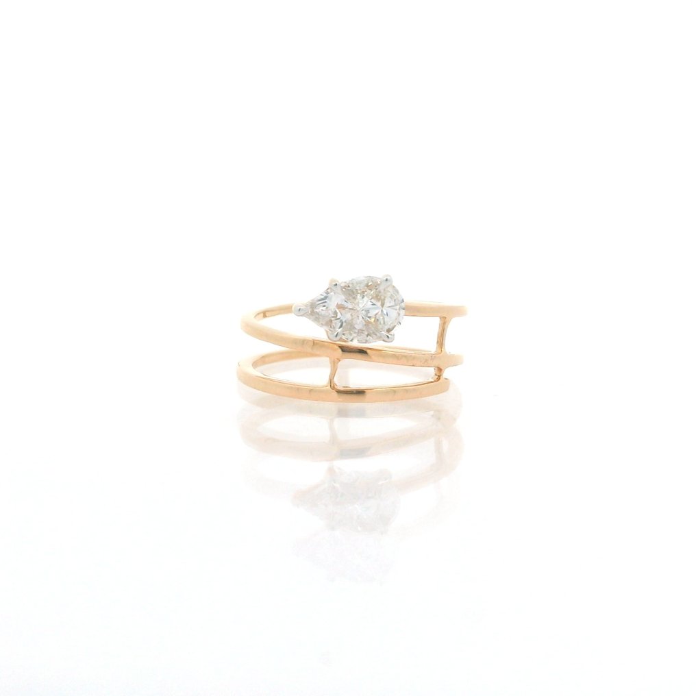 戒指 - 18 克拉 玫瑰金 - 0.43ct. tw. 鉆石 (天然) - 10克拉外观 #1.0