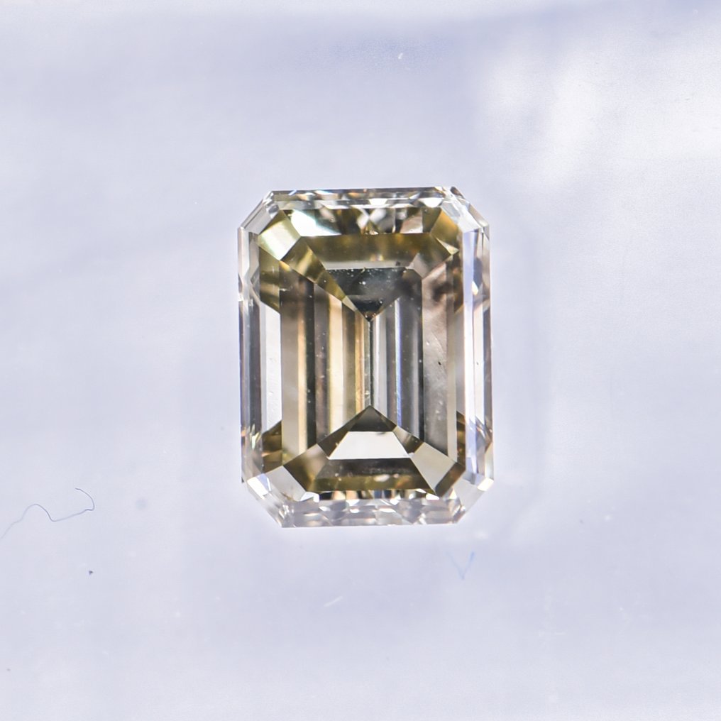 没有保留价 - 1 pcs 钻石 (天然色彩的) - 1.05 ct - 祖母绿 - Fancy 稍帶棕色的, 稍帶綠色的 黄色 - SI1 微内含一级 - 国际宝石研究院(IGI) - VG #4.3