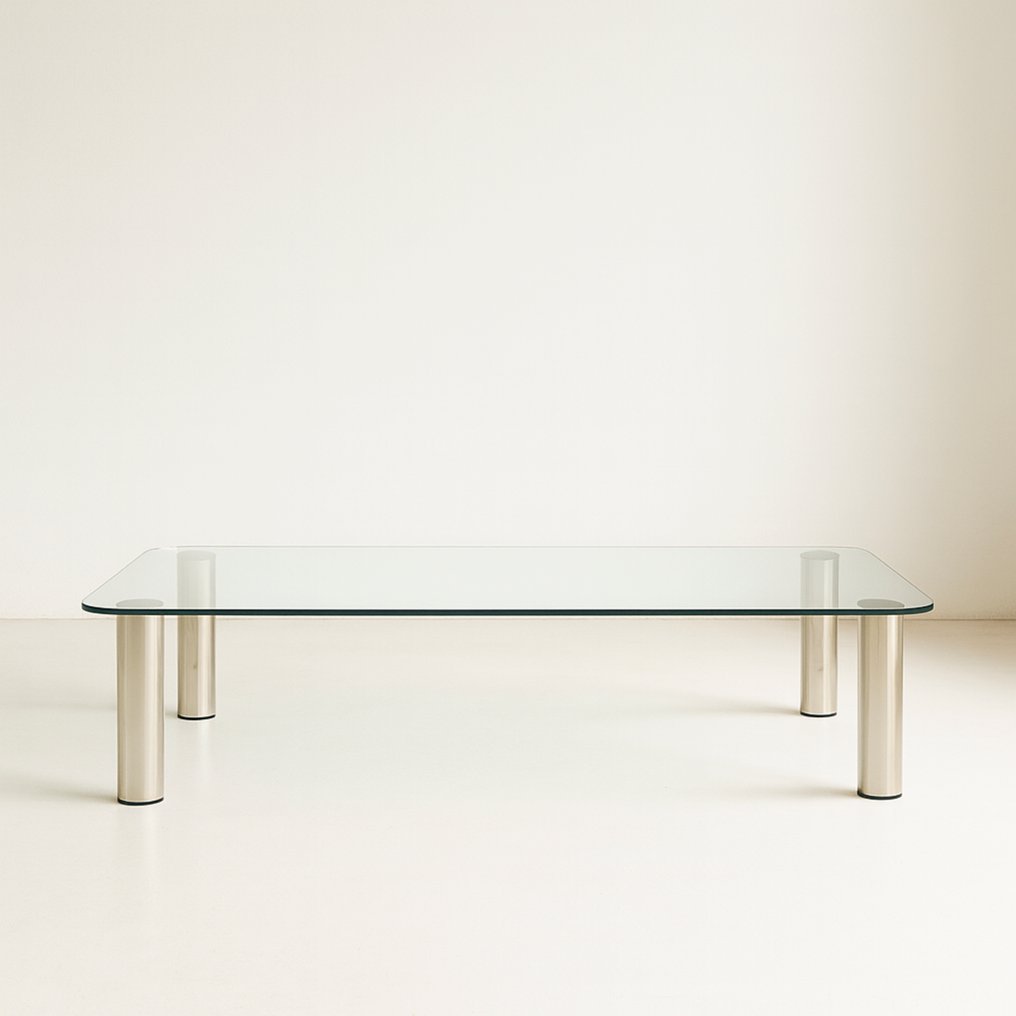 Zanotta - Marco Zanuso - 桌子 - Marcuso X - 水晶, 不锈钢 #1.0