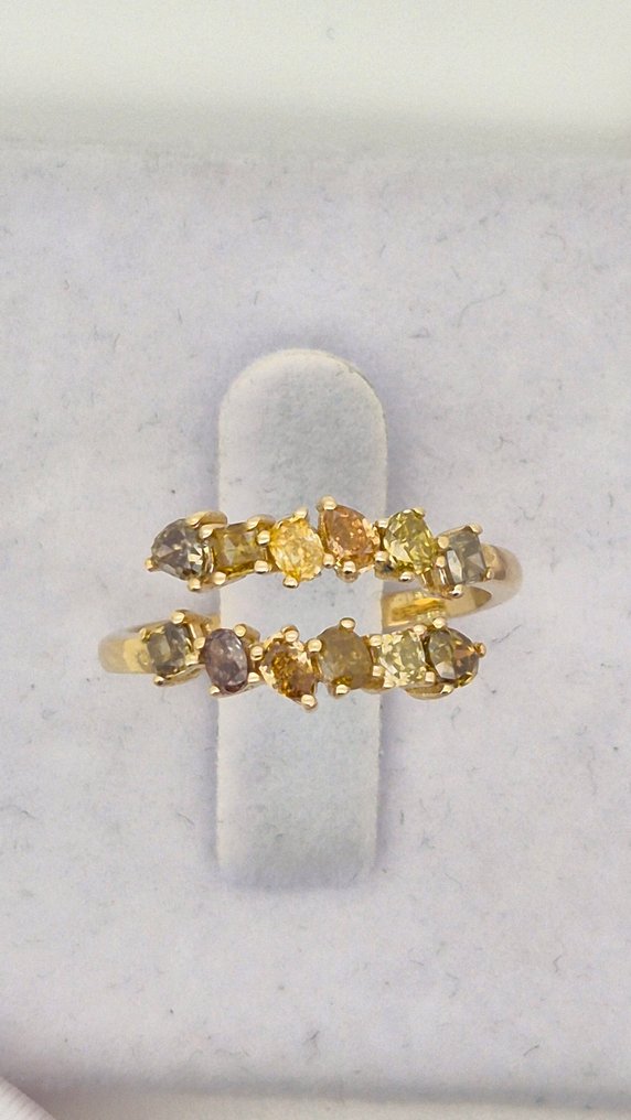 Δαχτυλίδι - 14 καράτια Κίτρινο χρυσό -  1.40ct. tw. Ανάμεικτα χρώματα Διαμάντι (Φυσικού χρώματος) #4.3