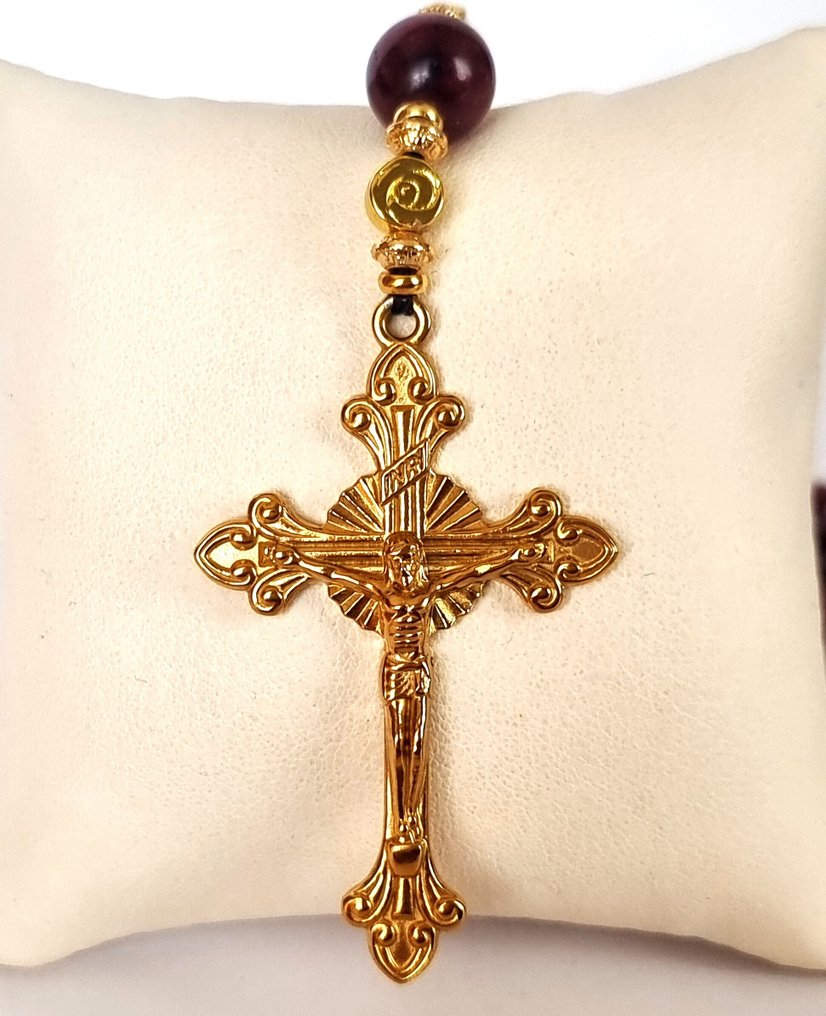 Γρανάτης - Χαραλάκι Μαρίας – Χρυσός Σταυρός – Αίμα του Χριστού και Θυσία, Πίστη και Ελπίδα. - Κολιέ με μενταγιόν #3.2