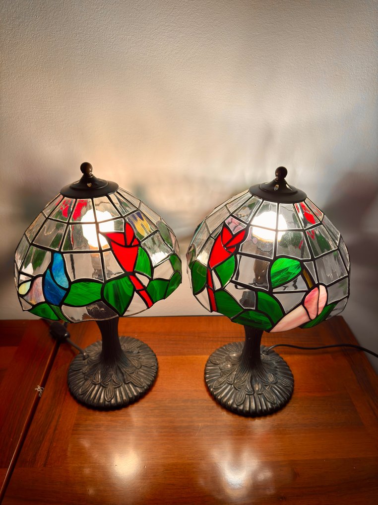 Bedside table lamp (2) - Glass, Metal #3.2