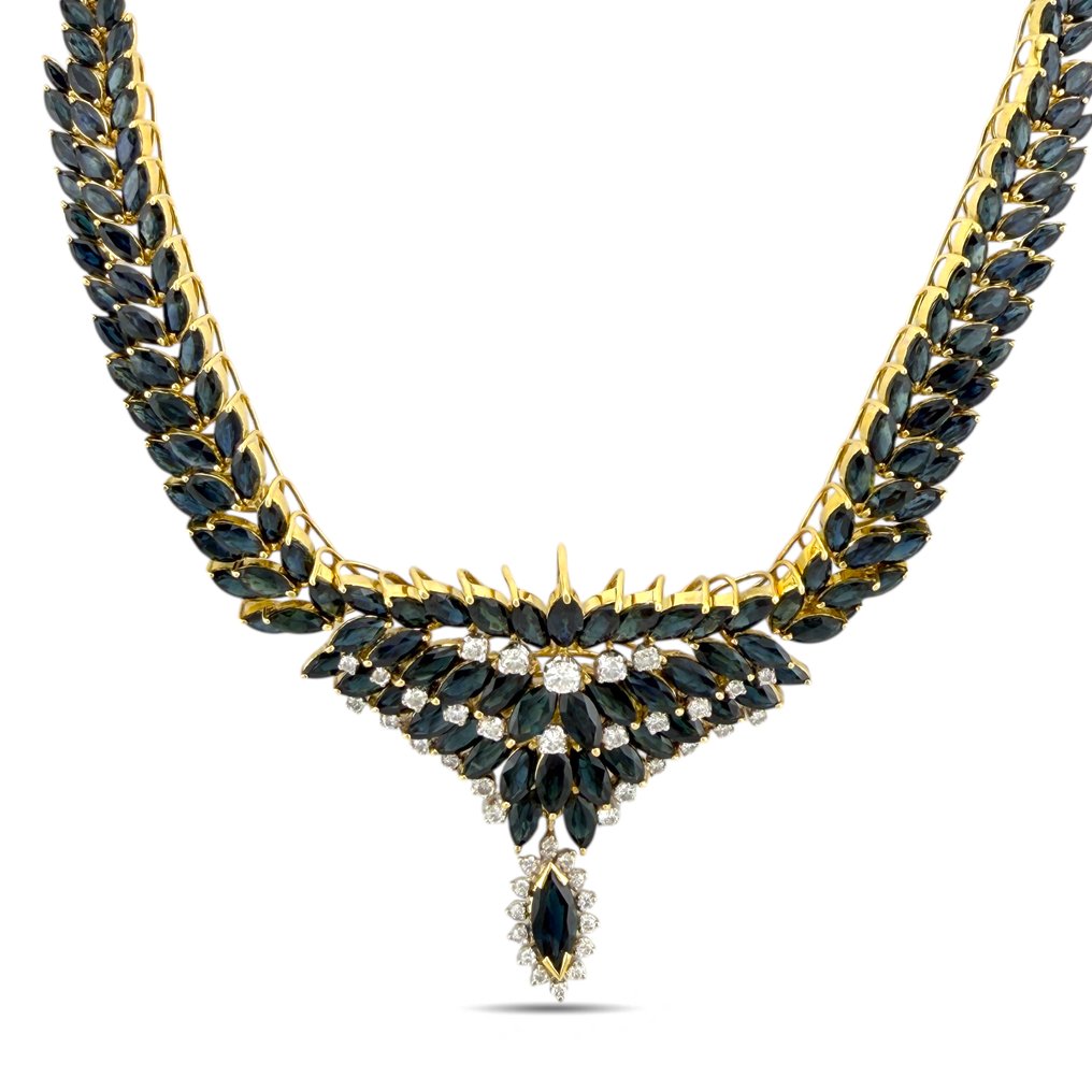 Collier - 18 carats Or jaune, Collier exclusif en or jaune 18 carats, saphir de 49,38 ct et diamant de 1,38 ct - 50.76ct. tw. Saphir - Diamant #2.1