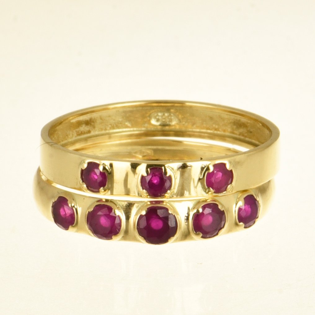 戒指 - 14K包金 黄金 红宝石 #1.0