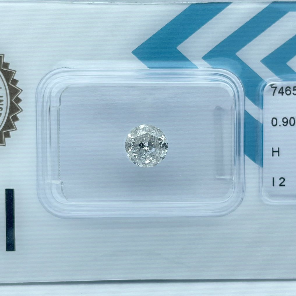 没有保留价 - 1 pcs 钻石  (天然)  - 0.90 ct - 圆形 - H - I2 内含二级 - 国际宝石研究院（IGI） #1.0