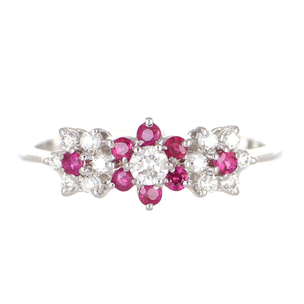 Sans prix de réserve - Bague - 18 carats Or blanc Rubis - Diamant #1.0