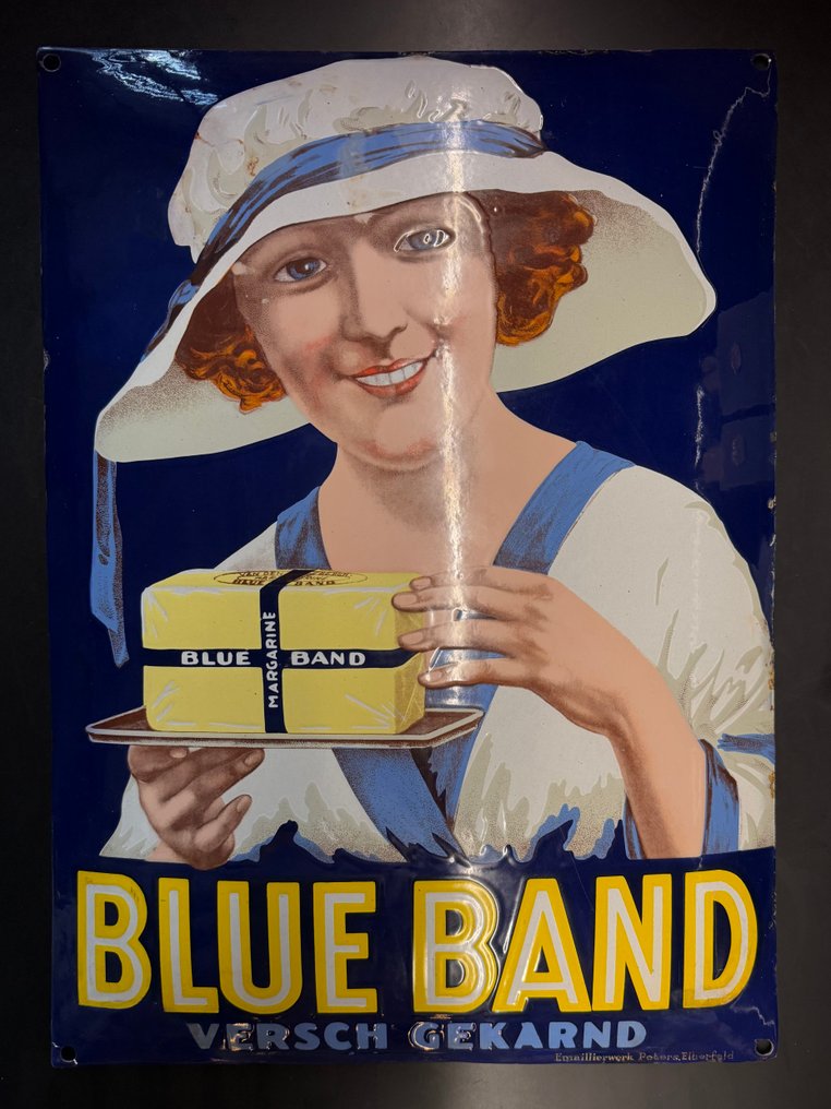 Tablica reklamowa z emalii Blue Band Versch Gekarnd - Emaillewerk Peters, Elberfeld - Tablica - Emalia #1.0