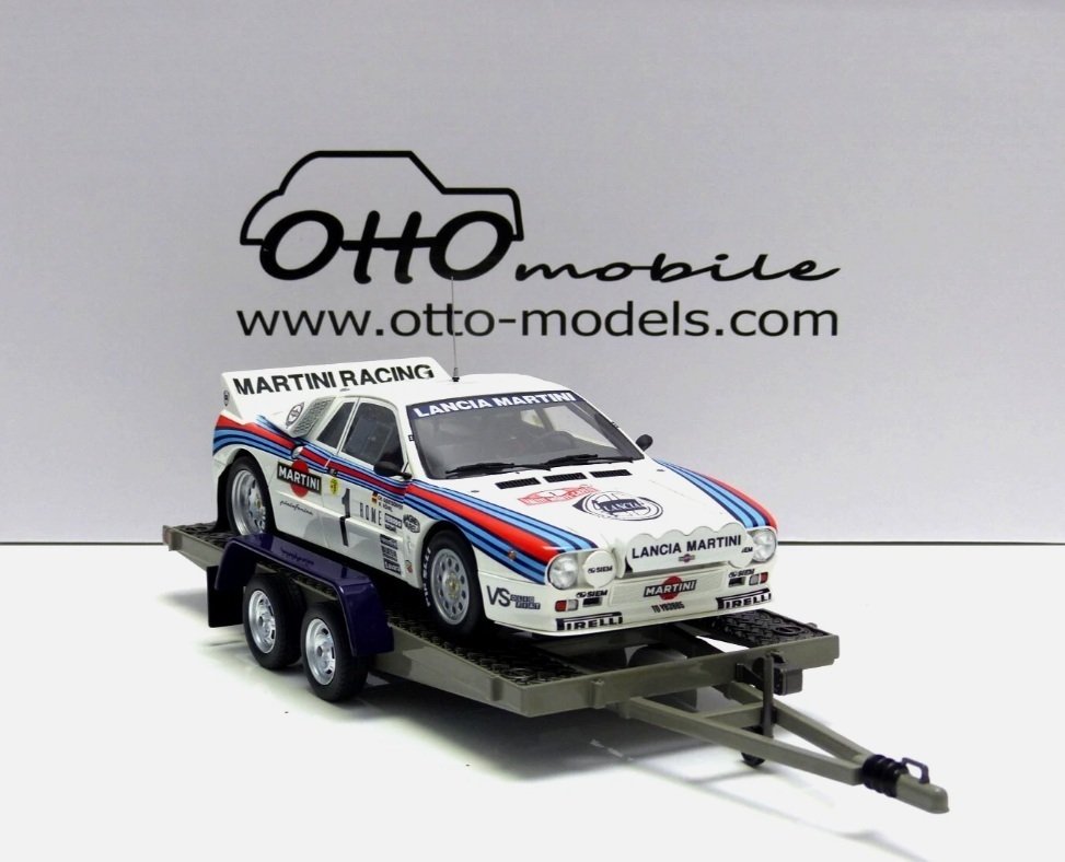 Otto Mobile 1:18 - Model car - Set rally Fiat 242 + Trailer + Lancia 037 GR.B #1 Rallye Monte Carlo - 1983 - W. Rohr - Complete set of 3 models #4.3