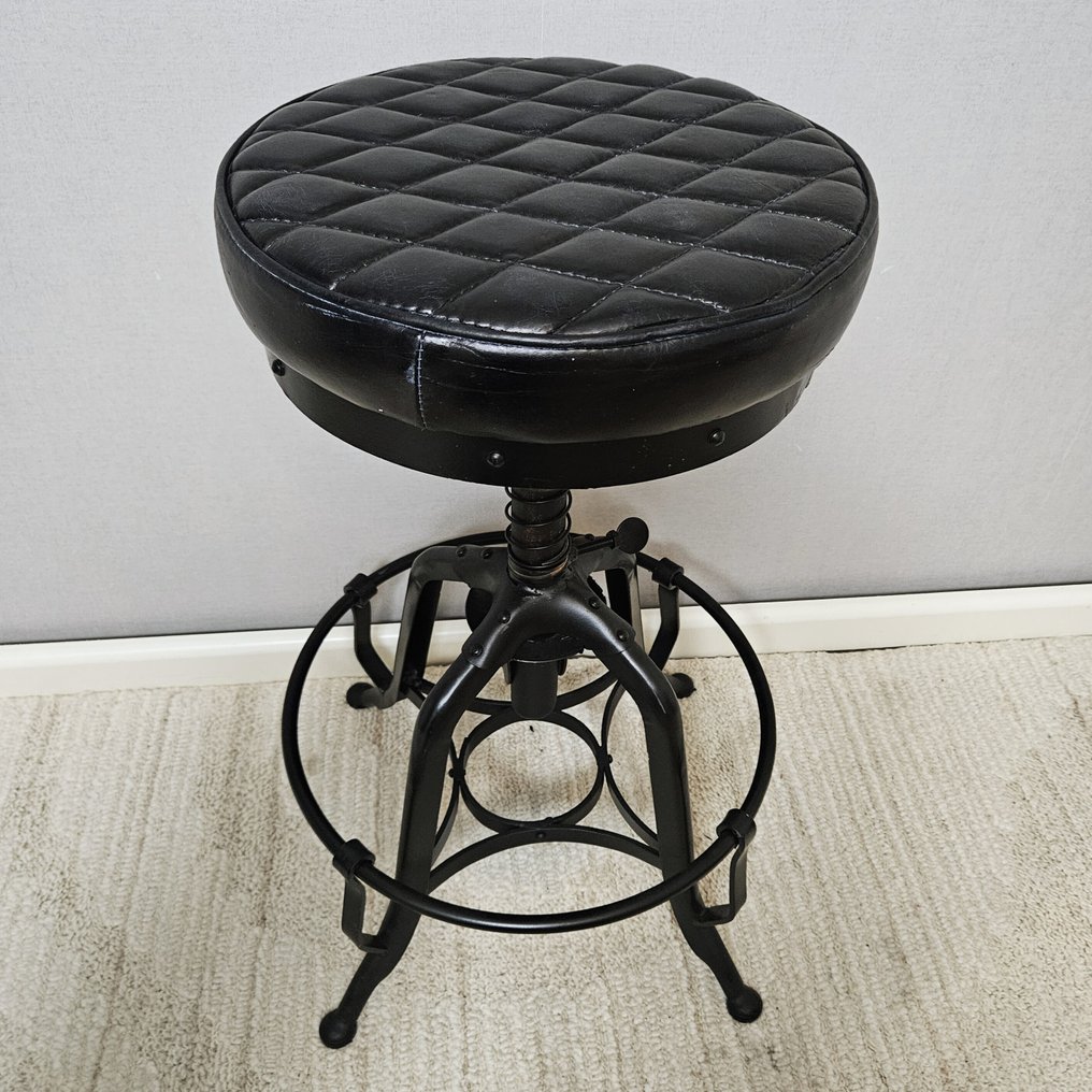 Taburet - Drejekrukke - højdejusterbar - Jern, Læder #1.0