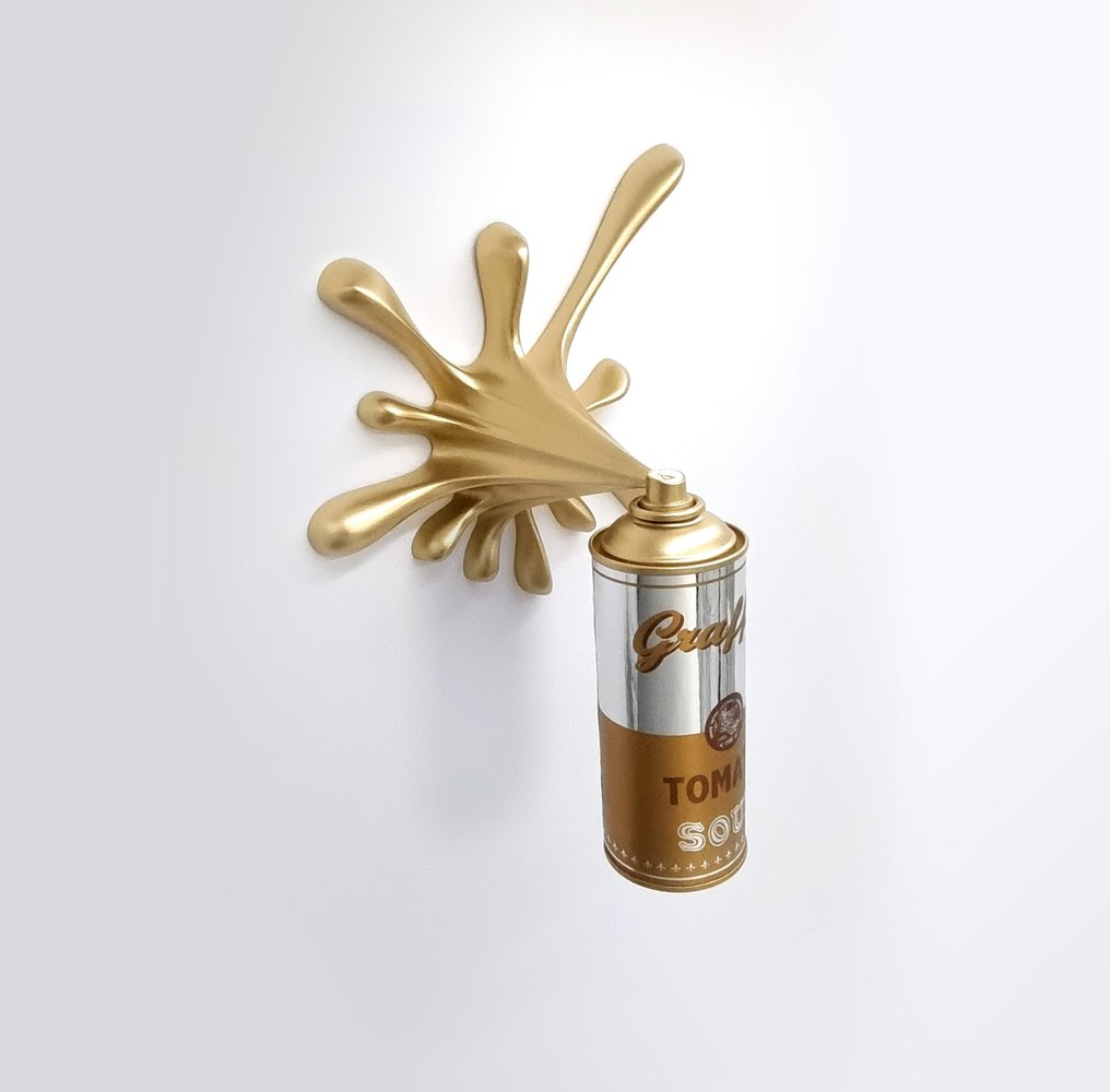 2FAST - Chrome Gold Graffiti Soup Splash Can Sculpture #4.3