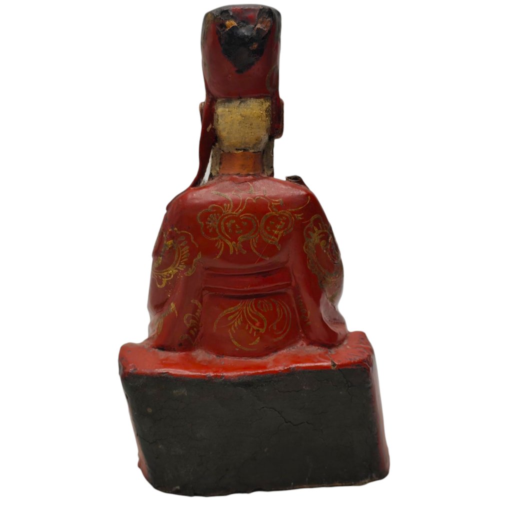 Polychrome Holzstatue - Gelehrtenfigur mit reich verzierten Roben - Holz - China - 20. Jahrhundert #3.2