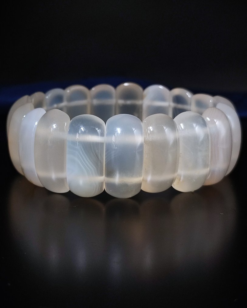 美丽的白玛瑙手链，配有礼品盒 - 手鈪 #2.1