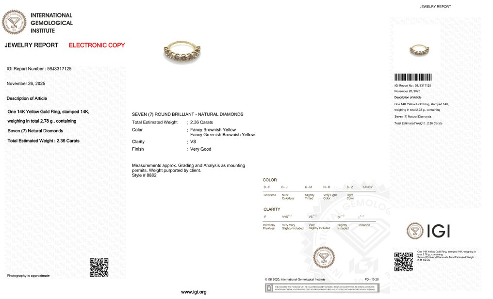 χωρίς τιμή ασφαλείας - Δαχτυλίδι - 14 καράτια Κίτρινο χρυσό -  2.36ct. tw. Ανάμεικτα χρώματα Διαμάντι (Φυσικού χρώματος) #2.1