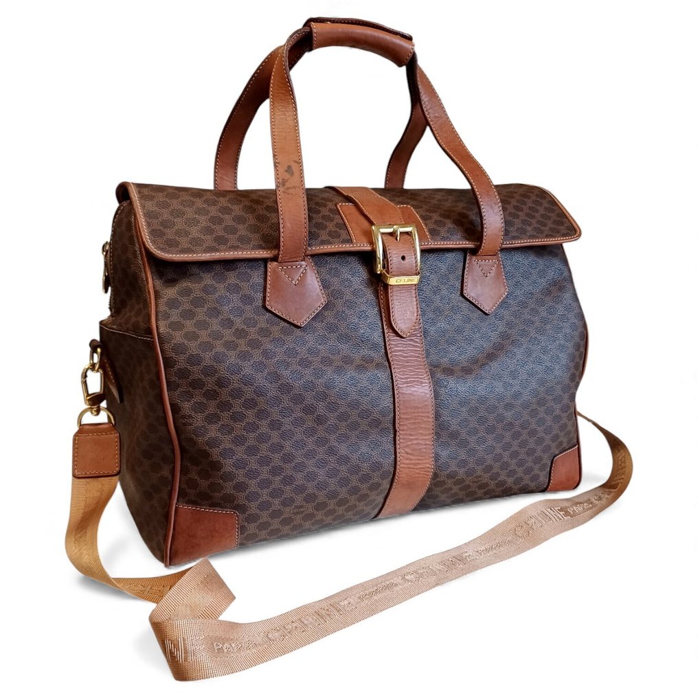 CELINE - Large Vintage Macadam Monogram Leather Bag - No Reserve Price! - 旅行包 #1.0