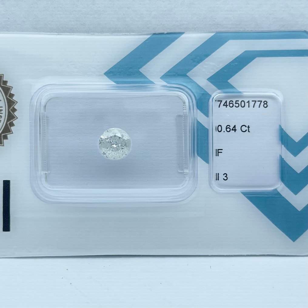 No Reserve Price - 1 pcs Diamond (Natural) - 0.64 ct - Round - F - I3 - International Gemological Institute (IGI) #1.0